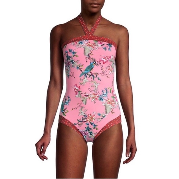 johnny was malakye halter one piece in pink floral - Picture 2 of 7